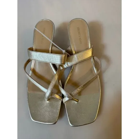 Veronica Beard Alanis Platinum Leather Sandals - Size 11 - Picture 3 of 7
